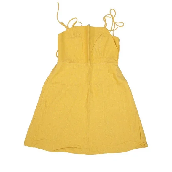 Old Navy Dress Womens Small Linen Blend Sleeveless Cami Tie Straps Summer Casual - Picture 1 of 12